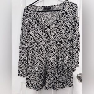Lane Bryant Black and White Floral Top